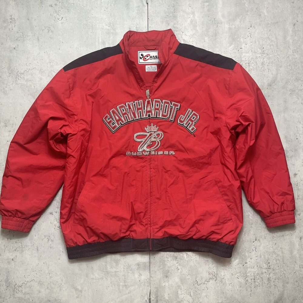 RARE Vtg Dale Earnhardt Jr‎ XXL Embroidered Red Jacket Budweiser Chase Authentic